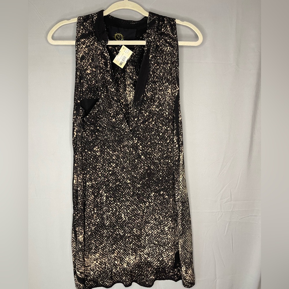 Blue Life Black and Cream Sleeveless Shirt Dress sz XS